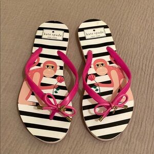Kate Spade Striped Monkey Flip Flops with Pink Accents. Size 7 . New